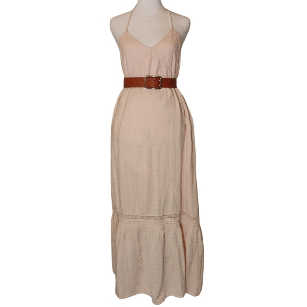 Bare Back Dusty Blush Pink Tone Bare Shoulder  Maxi Dress - Picture 2 of 14